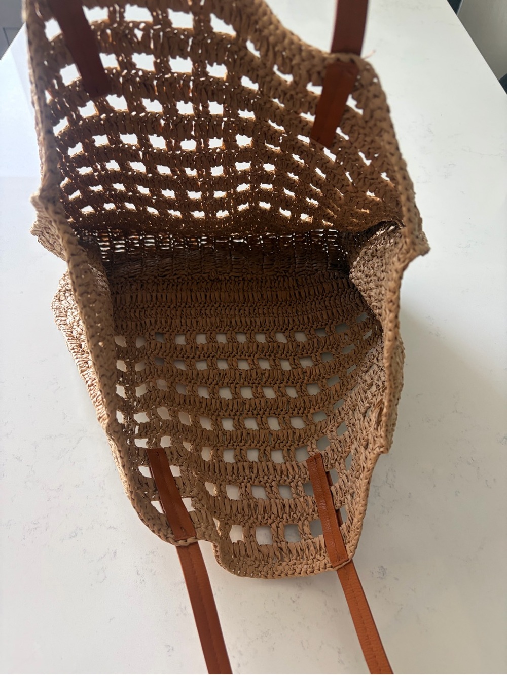 Target Woven Straw Shoulder Bag with Brown Handles - Picture 3 of 3